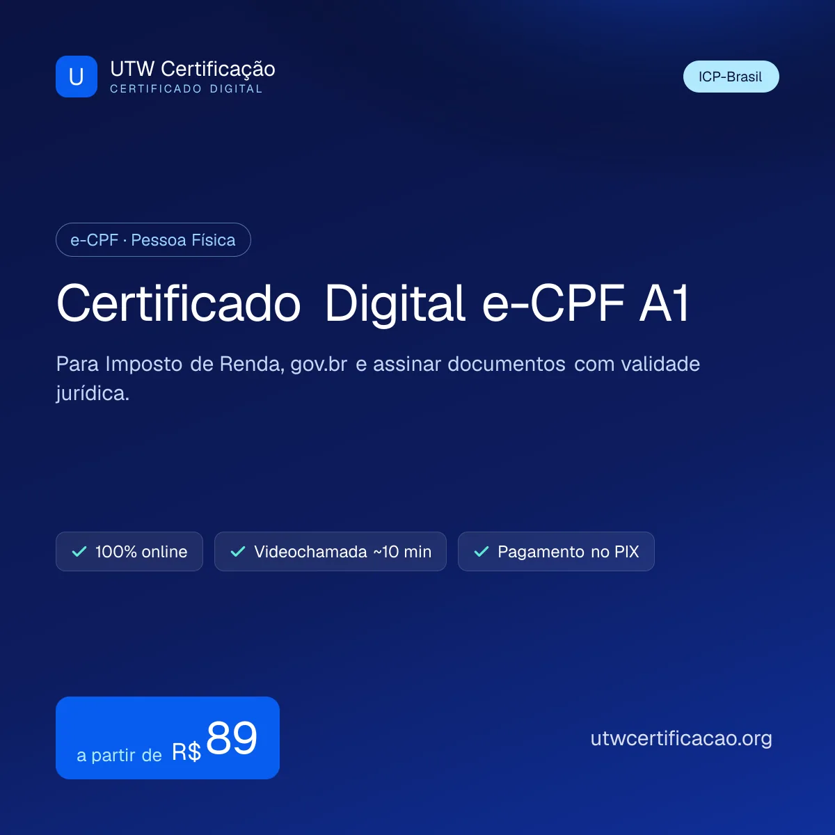 Certificado digital e-CPF A1 por R$87 para o PJe