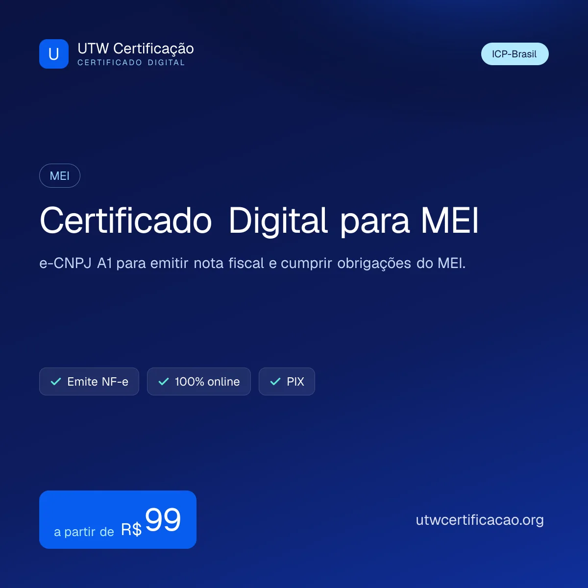 Certificado digital para MEI — e-CNPJ A1 por R$97