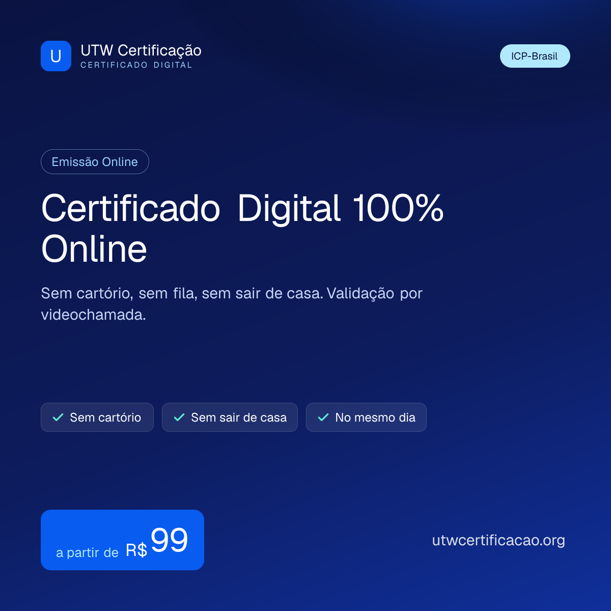Certificado digital 100% online, sem sair de casa, na UTW