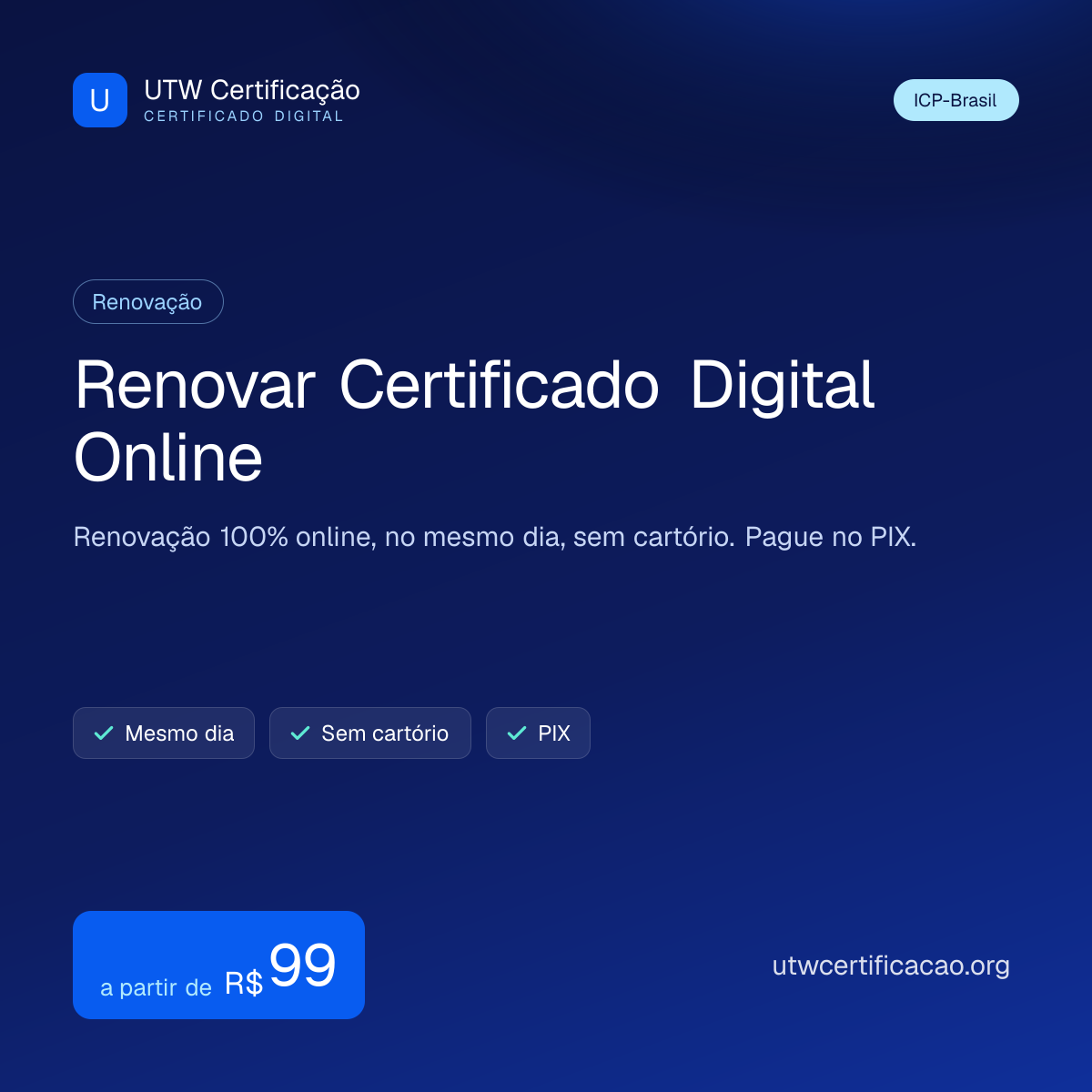 Renovar certificado digital online no PIX