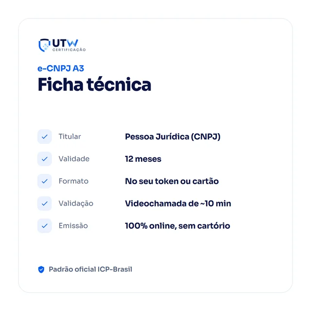 e-CNPJ A3 12 meses — ficha técnica